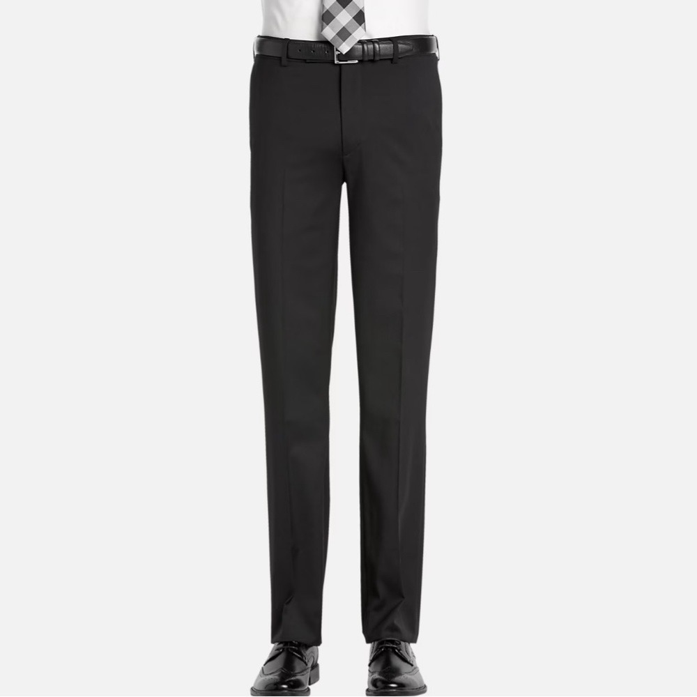 Kenneth Cole Old Money Flat Front Dress Pants Mens 40x32 Black Office Career